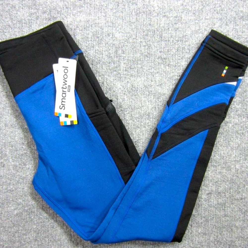 Smartwool Sport Fleece Colorblock Leggings Womens size XS Blue Black Merino NWT